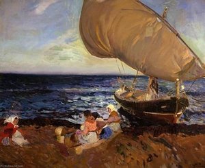 Waiting For The Catch, Valencia Beach — Joaquín Sorolla Y Bastida, Impressionist Light