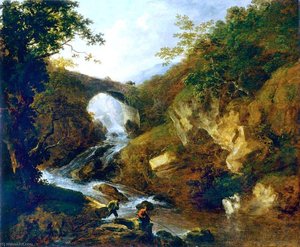 Fishermen By A Stream In A Rocky Landscape — Benjamin Barker Ii, Romanticism