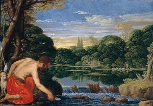 Wooded River Landscape With St John The Baptist — Johann König