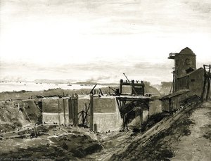 The Building Of The Manchester Ship Canal — R.a Benjamin Williams Leader, Pre-raphaelites