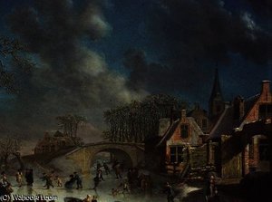 Winter Landscape With Skaters — Cornelis Kuypers
