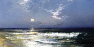Moonlit Seascape — Thomas Moran
