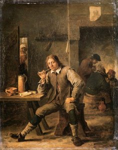Smoker Leaning his Elbow on a Table