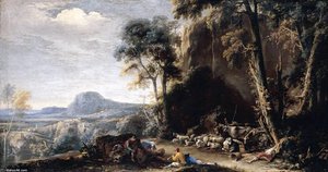 Wooded Landscape — Salvator Rosa