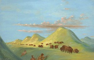 Batiste, Bogard, And I Approaching Buffalo On The Missouri — George Catlin