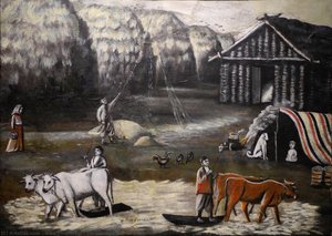 Threshing Floor At Dusk — Niko Pirosmani
