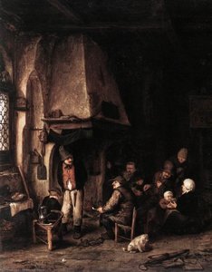 Interior Of A Farmhouse With Skaters — Adriaen Van Ostade