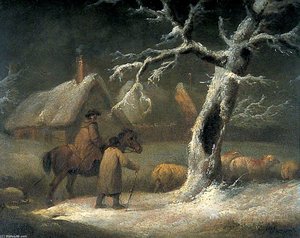 Shepherd In A Snowy Landscape — George Morland