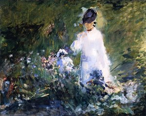 Young Woman Among Flowers — Édouard Manet, Impressionism
