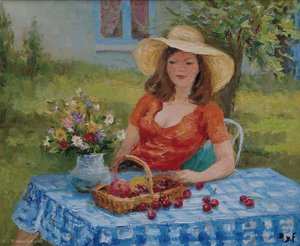 Young Girl With Straw Hat — Marcel Dyf