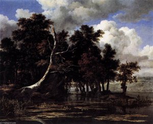 Oaks By A Lake With Waterlilies — Jacob Isaackszoon Van Ruisdael