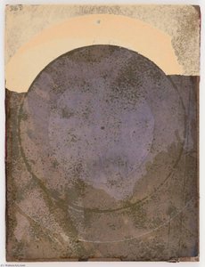 Untitled (manila Paper Stained Brown And Purple With Circular Stain) — Joseph Cornell