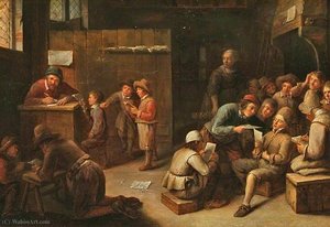 A School Interior — Josse Van Craesbeeck, Genre Painting