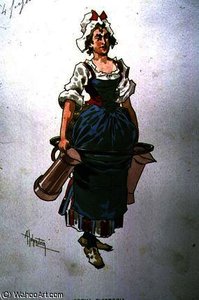 Costume design for a servant girl from the Opera