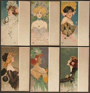 Portrait Of Girls With Grey Border — Raphael Kirchner