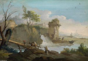 Landscape With Travellers — Giuseppe Bernardino Bison