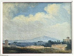 A La Villa Borghese Les Maisons Roses — Pierre-henri De Valenciennes, Romanticism
