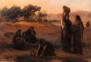 Fredick Arthur Women Drawing Water From The Nile — Frederick Arthur Bridgman, Orientalist