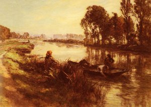 Au Bord De La Riviere — Léon Augustin L'hermitte, Realism