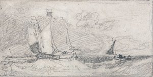 Sailing Wherries And Boats In A Choppy Sea — John Sell Cotman
