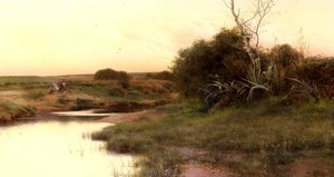 On The River's Edge At Dusk — Emilio Sanchez-perrier