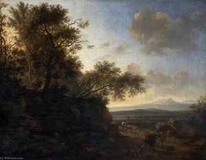 Landscape With A Huntsman And Cattle — Nicolaes Pietersz Berchem