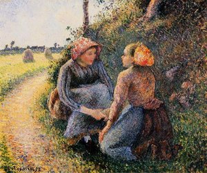 Seated And Kneeling Peasants — Camille Pissarro