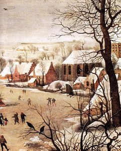 Winter Landscape With Skaters And A Bird Trap (detail) — Pieter Bruegel The Elder, Northern Renaissance