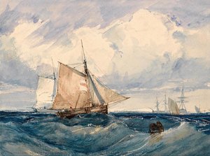 A Cutter And Other Ships In A Strong Breeze — Richard Parkes Bonington, Romanticism