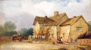 Children Before A Cottage With A Horse And Cart Beyond — Georgina Lara