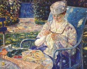 Sewing In The Garden — Frederick Carl Frieseke