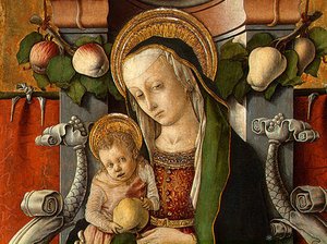 Madonna And Child Enthroned With Donor — Carlo Crivelli