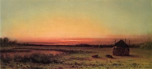 Marsh Scene: Two Cattle In A Field — Martin Johnson Heade