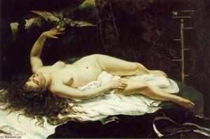 Woman With Parrot 129.5x195.6 The Metropolitan Museu — Gustave Courbet