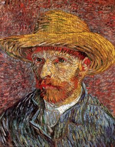 Self-portrait With Straw Hat — Vincent Willem Van Gogh