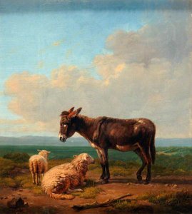 Donkey And Lambs — Eugène Joseph Verboeckhoven