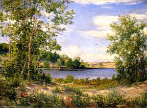 A View Across The Lake, Saugatuck, Michigan (also Known As Lake Wildflowers, Saugatuck, Michigan) — Joseph Kleitsch, Impressionism