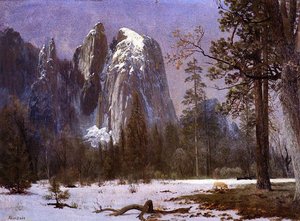Cathedral Rocks, Yosemite Valley, Winter — Albert Bierstadt