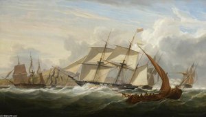 Hms 'columbine' And Other Vessels Off Lisbon