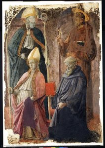 Saints Augustin And Francis, A Bishop Saint, And Saint Benedict — Filippo Di Tommaso Lippi, Early Renaissance