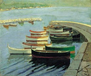 Rowing Boats Moored Beside A Quay — Winston Spencer Churchill