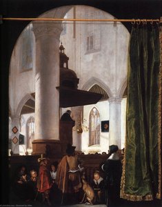 A Sermon In The Oude Kerk, Delft — Emanuel De Witte, Baroque