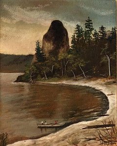 Rooster Rock, (painting) — Flora A Morgensen, Romanticism