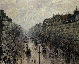 Boulevard Montmartre Foggy Morning — Camille Pissarro