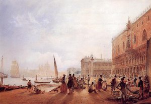 Figures On The Riva Degli Schiavone — Rudolf Von Alt