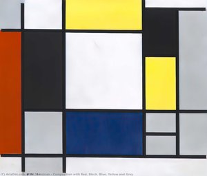 Composition with Red. Black. Blue. Yellow and Grey