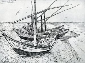 Fishing Boats On The Beach At Saintes-maries — Vincent Willem Van Gogh, Post-impressionism