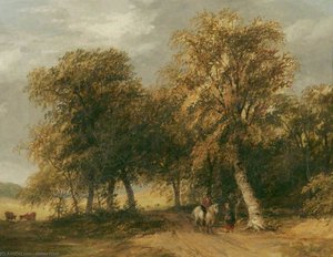Lane Scene, With Horseman Talking To A Woman — James Stark