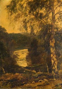 Mountain Scene With Waterfall — Theodore Hines