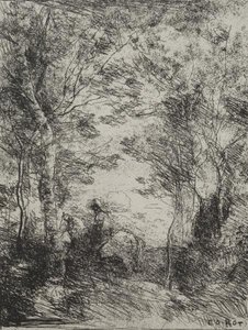 Horseman In The Woods — Jean-baptiste-camille Corot, Impressionism